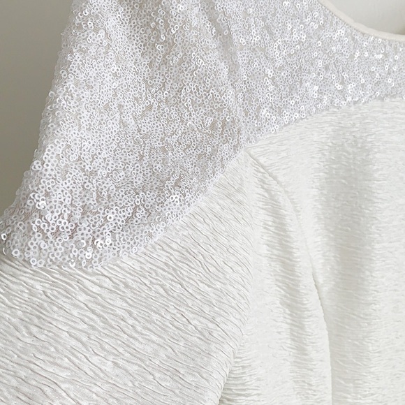 Keepsake The Label White Sequined Short Sleeve Mini Dress small - Picture 5 of 10